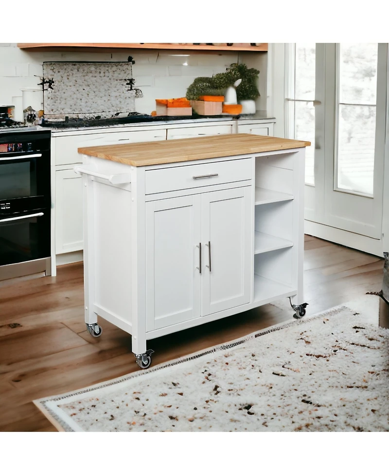 Slickblue Rolling Kitchen Cart with Storage Shelves, Drawer, and Lockable Wheels for Home Use