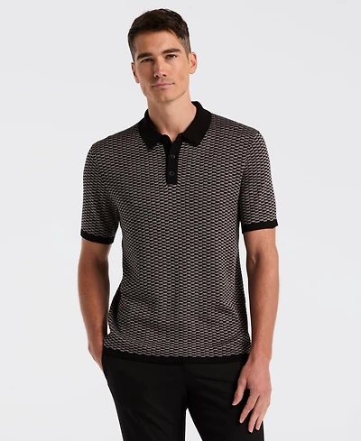 Perry Ellis Men's Tech Zip Short Sleeve Polo Sweater