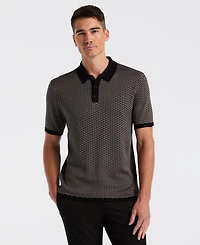 Perry Ellis Men's Tech Zip Short Sleeve Polo Sweater