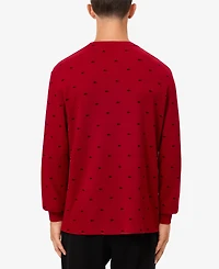 Lacoste Men's All Over Croc Print Long-Sleeve Thermal Sleep Shirt