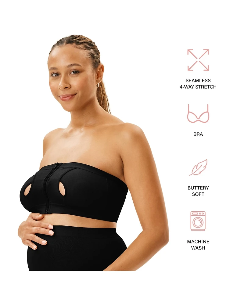 Motherhood Maternity Seamless Front Close Nursing and Hands-Free Pumping Bandeau Bra