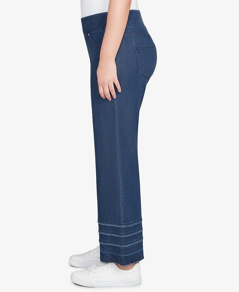 Ruby Rd. Petite Stretch Fringe Pull On Ankle Jeans