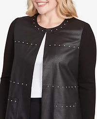 Alfred Dunner Petite Long Sleeve Faux Leather Jacket