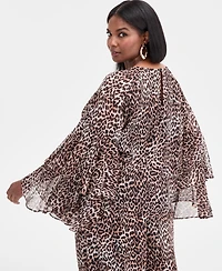 I.n.c. International Concepts Plus Printed Ruffle-Sleeve Top, Macy's Exclusive