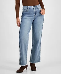 And Now This Petite Side-Braid Straight-Leg Jeans, Macy's Exclusive