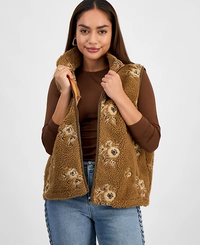 And Now This Petite Embroidered Sherpa Fleece Vest, Macy's Exclusive