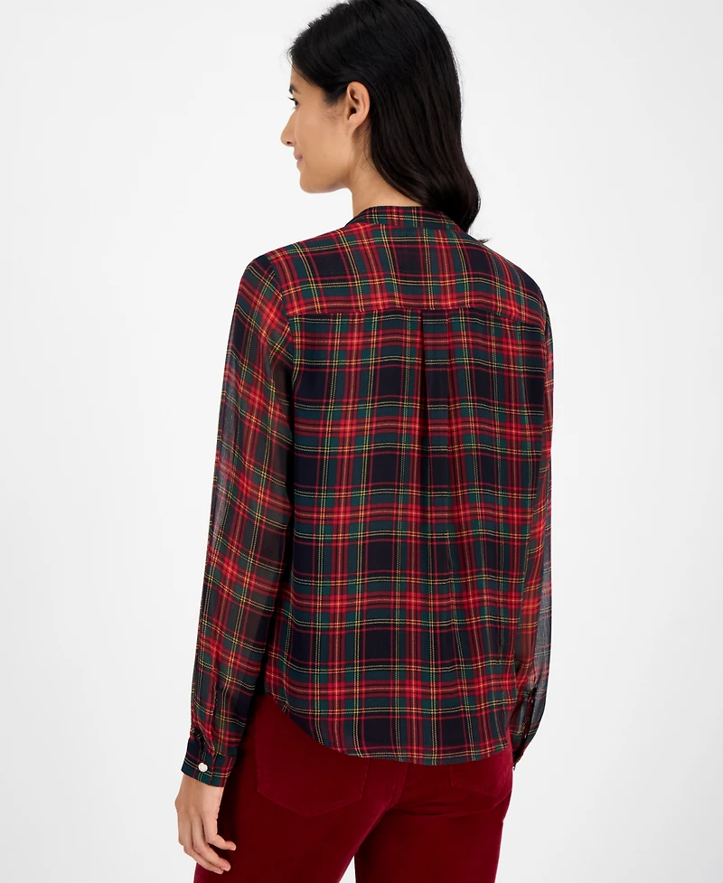 Tommy Hilfiger Women's Plaid Ruffled Top