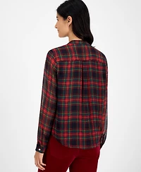 Tommy Hilfiger Women's Plaid Ruffled Top