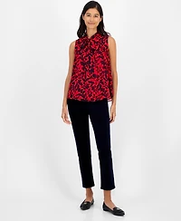 Tommy Hilfiger Women's Floral-Print Pleated Top
