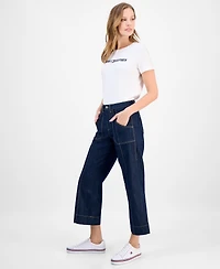 Tommy Hilfiger Women's High Rise Wide Leg Ankle Jeans
