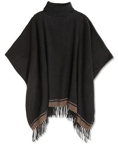 Lauren Ralph Woven Knit-Collar Ruana