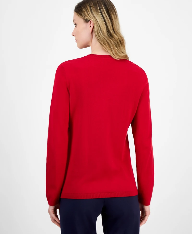 Nautica Jeans Women's Cotton Hanging Snowflake Sweater