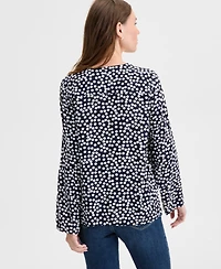 Nautica Jeans Women's Dot Print Tie-Neck Top