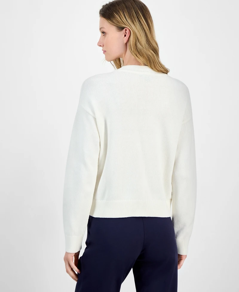 Nautica Jeans Women's Cotton Snowflake-Motif Sweater