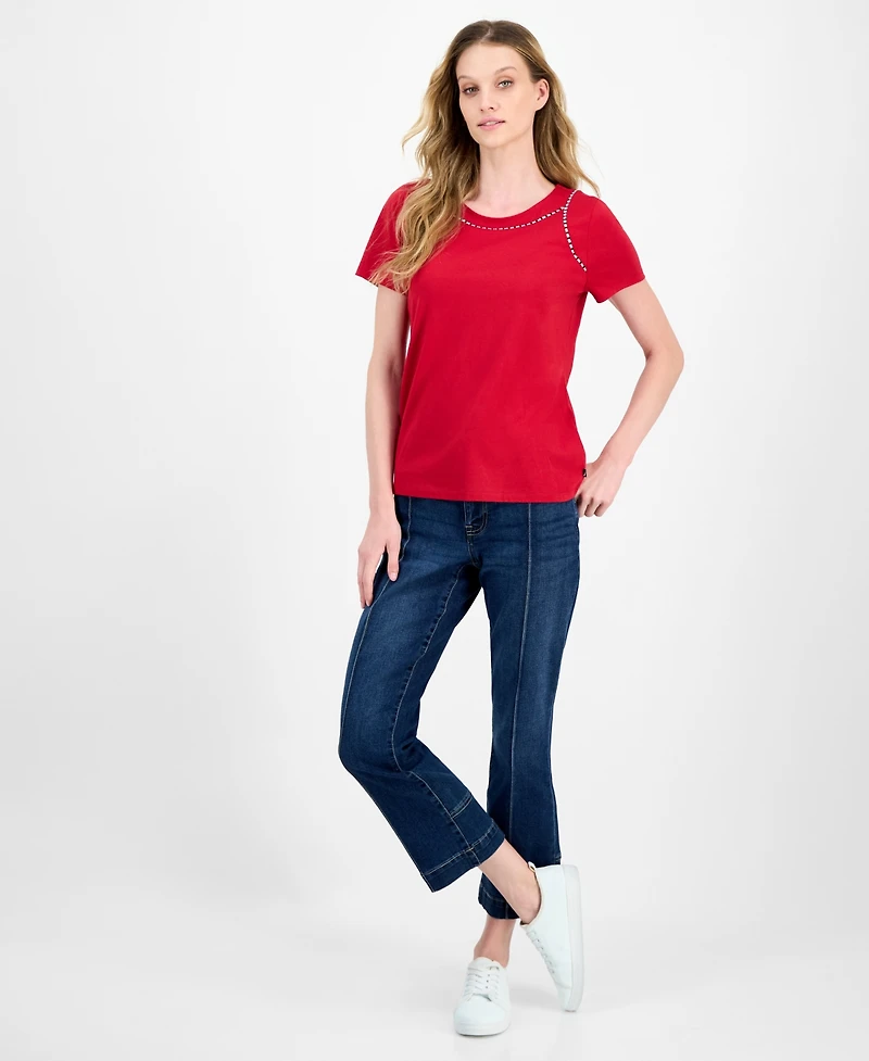 Nautica Jeans Women's Knit-Trim Top