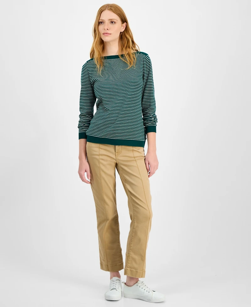Nautica Jeans Women's Cotton Striped Boat-Neck Sweater