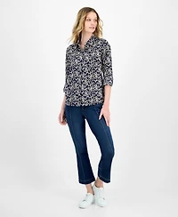Nautica Jeans Women's Ribbon-Print Utility Shirt
