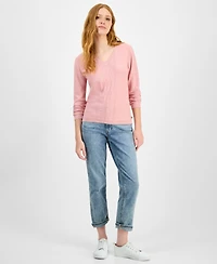 Nautica Jeans Women's Cotton V-Neck Textured Sweater