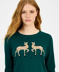 Nautica Jeans Women's Cotton Deer-Graphic Sweater