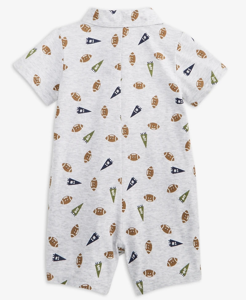 First Impressions Baby Boys Football-Print Collared Sunsuit, Macy's Exclusive