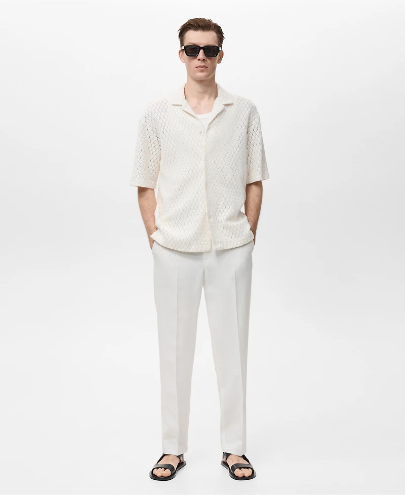 Mango Men's Openwork Detail Cotton Shirt