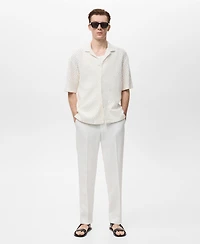 Mango Men's Openwork Detail Cotton Shirt