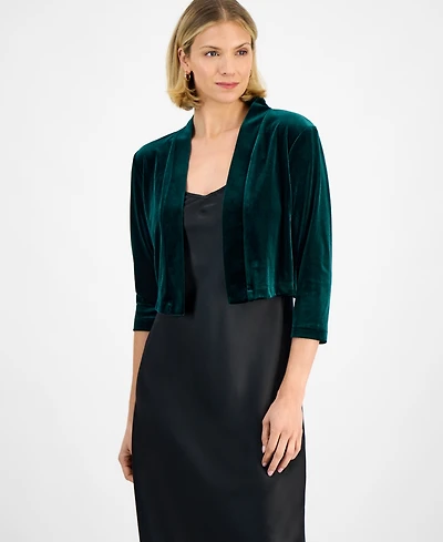 Connected Women's Velvet 3/4-Sleeve Shrug Jacket