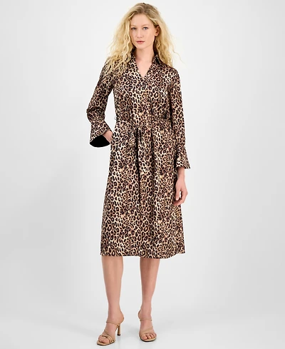 julia jordan Women's Printed Tie-Waist Midi Dress