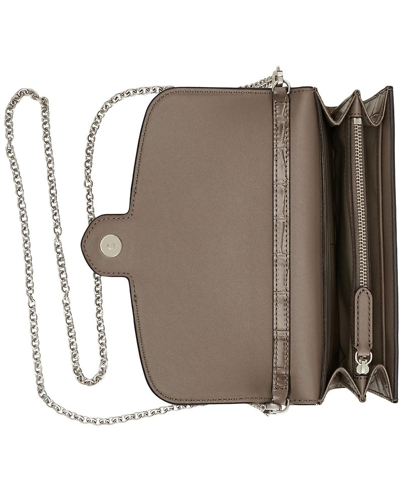 Lauren Ralph Adair Croc-Embossed Leather Small Crossbody