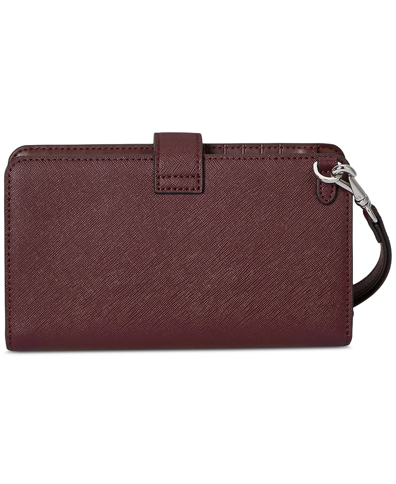 Lauren Ralph Crosshatch Leather Tech Wristlet