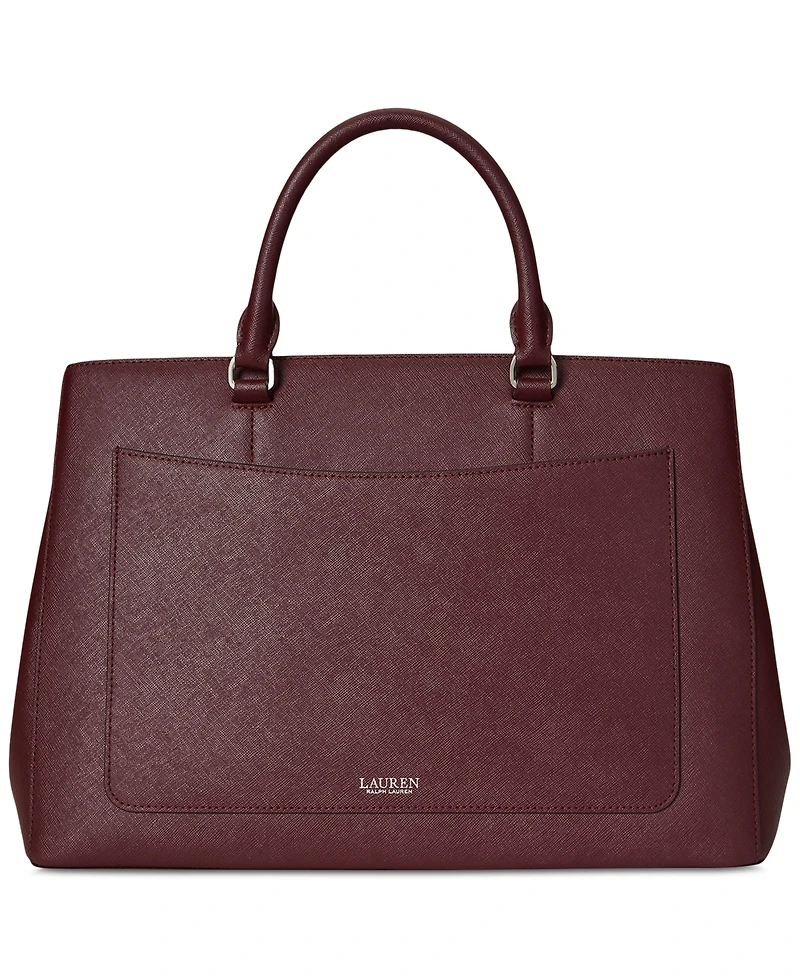 Lauren Ralph Crosshatch Leather Large Hanna Satchel