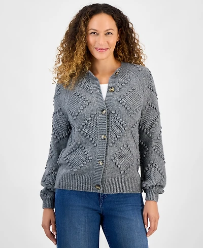 Style & Co Petite Pom Pom Pattern Cardigan, Macy's Exclusive