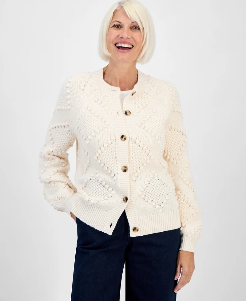 Style & Co Petite Pom Pattern Cardigan, Macy's Exclusive
