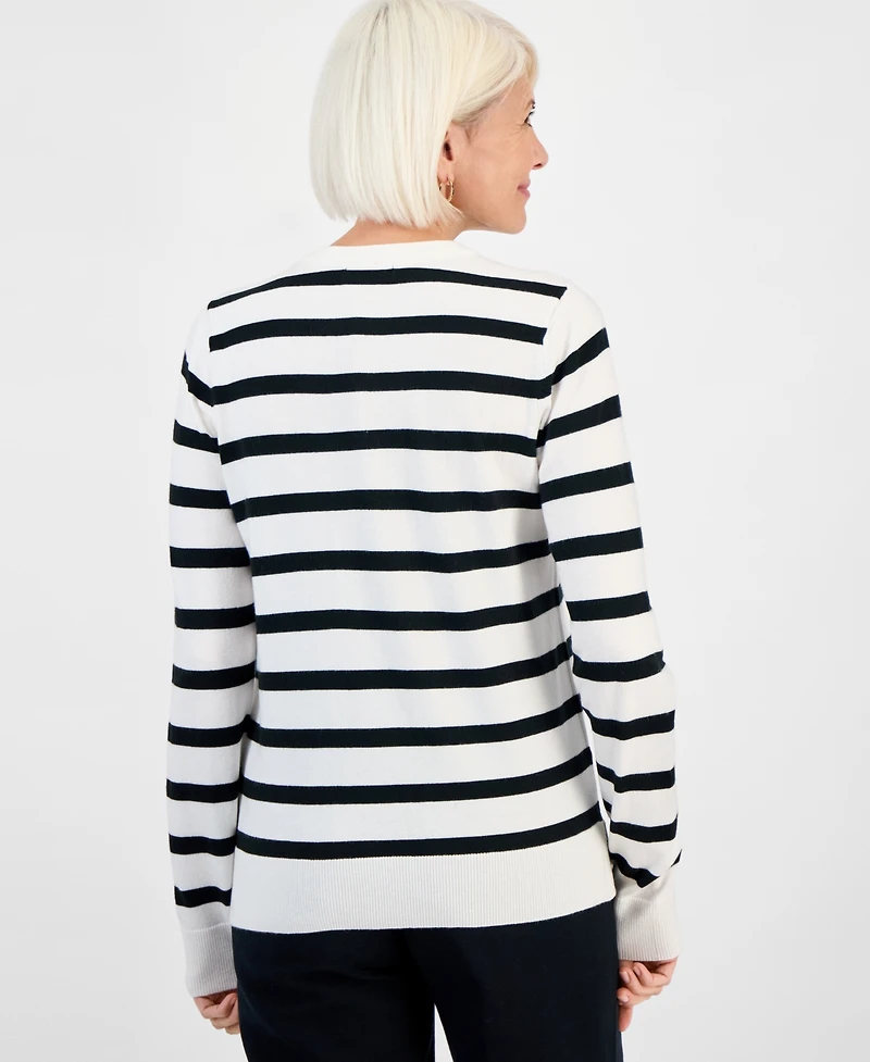 Style & Co Petite Striped Relaxed Sweater, Macy's Exclusive