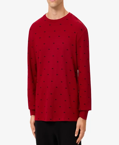 Lacoste Men's All Over Croc Print Long-Sleeve Thermal Sleep Shirt