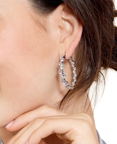 Eliot Danori Medium Cubic Zirconia Hoop Earrings, 1.62"