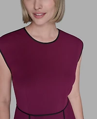 Karl Lagerfeld Paris Women's Piped-Trim Fit and Flare Dress