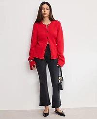Good American Women's Button Front Knit Cardigan Sweater