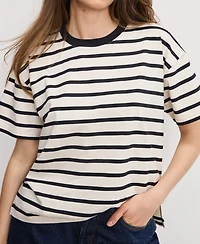 Good American Women's Striped Oversized T-Shirt