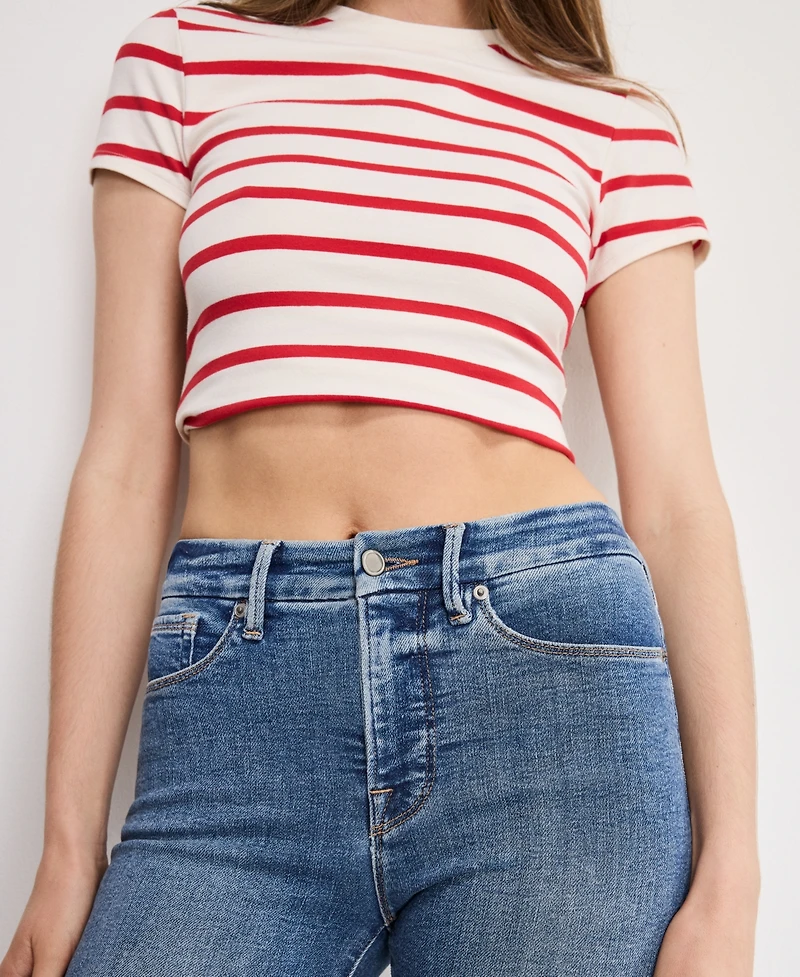 Good American Women's Crop Mini Boot Cut Jeans