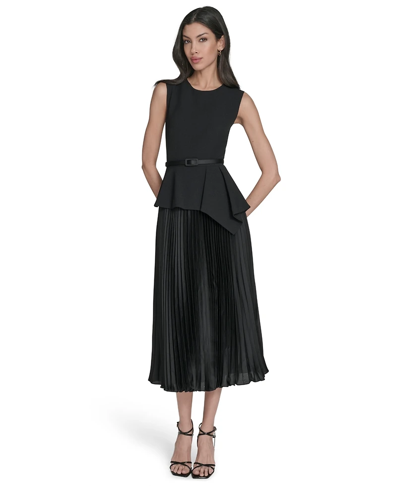 Eliza J Women's Sleeveless Crewneck Peplum Midi Dress