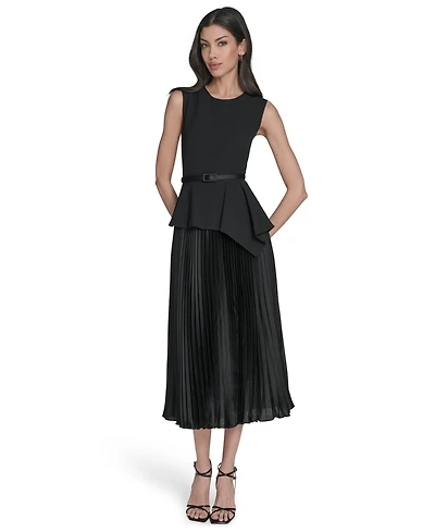 Eliza J Women's Sleeveless Crewneck Peplum Midi Dress