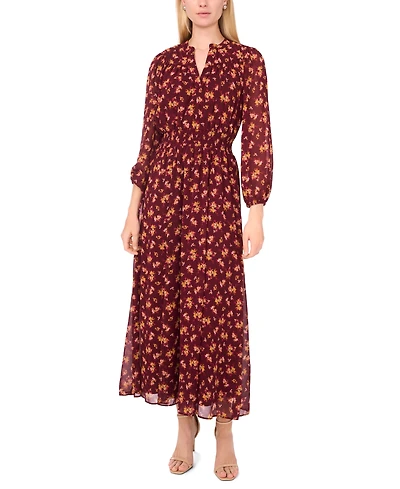 Sam & Jess Women's Shirred Long-Sleeve Maxi Dress