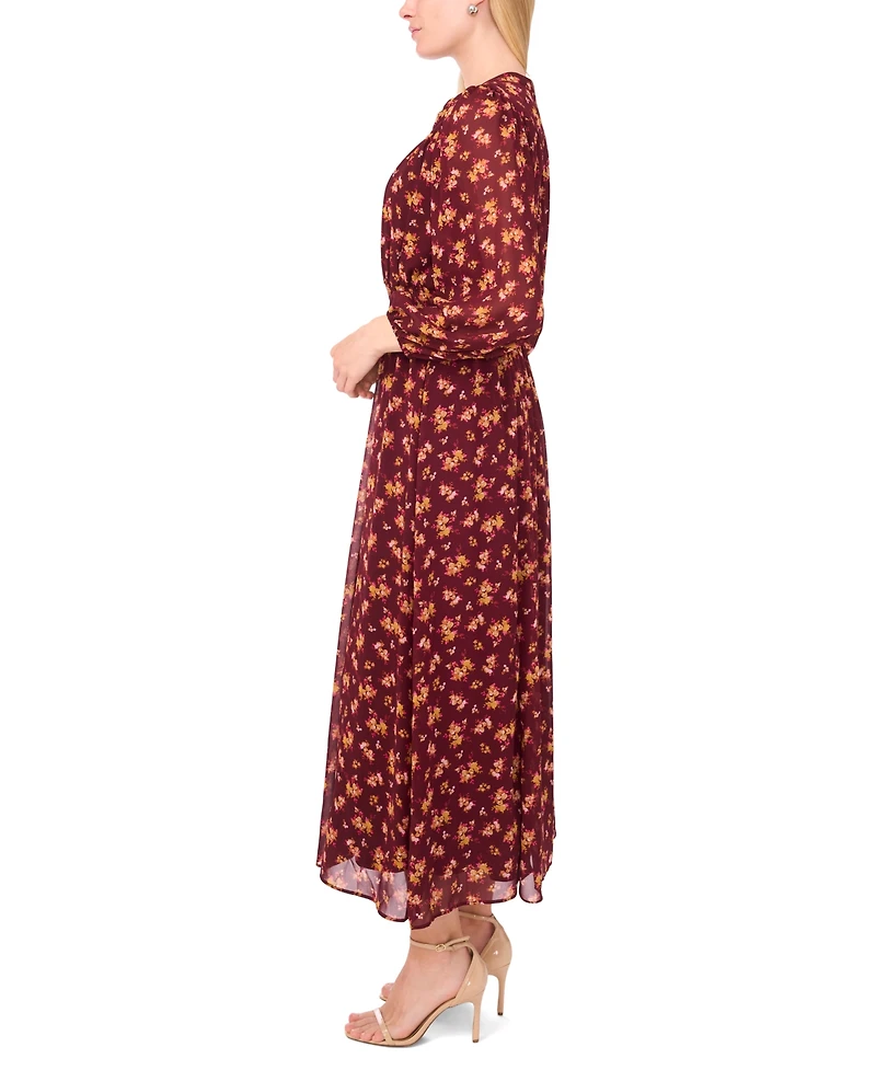 Sam & Jess Women's Shirred Long-Sleeve Maxi Dress