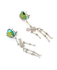 Betsey Johnson Faux Stone Heart Skeleton Drop Earrings