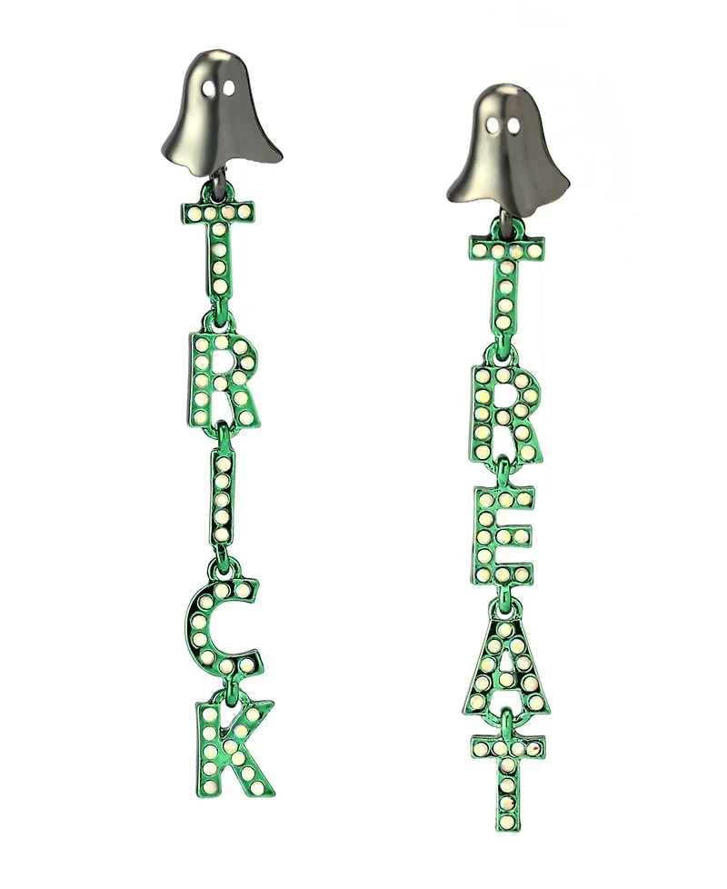 Betsey Johnson Faux Stone Halloween Ghost Trick or Treat Linear Earrings