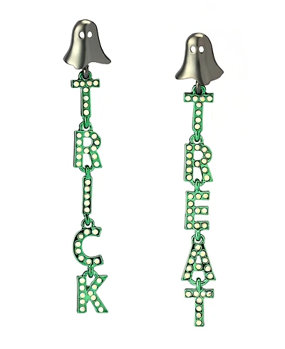 Betsey Johnson Faux Stone Halloween Ghost Trick or Treat Linear Earrings