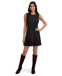 London Times Petite Sleeveless Box Pleat A-Line Dress