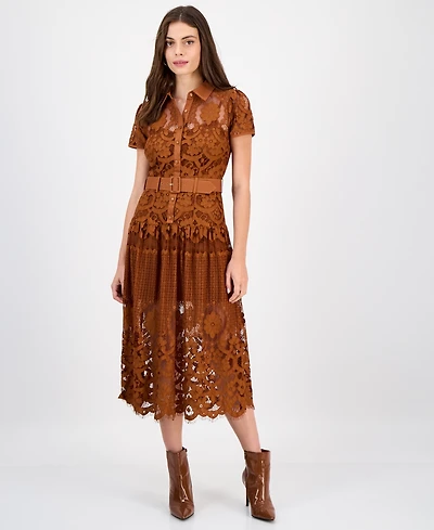 Rachel Roy Women's Jolene Collared Lace Midi Dress