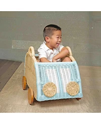 Archie Handcrafted Rattan Storage Wagon with wooden wheels
